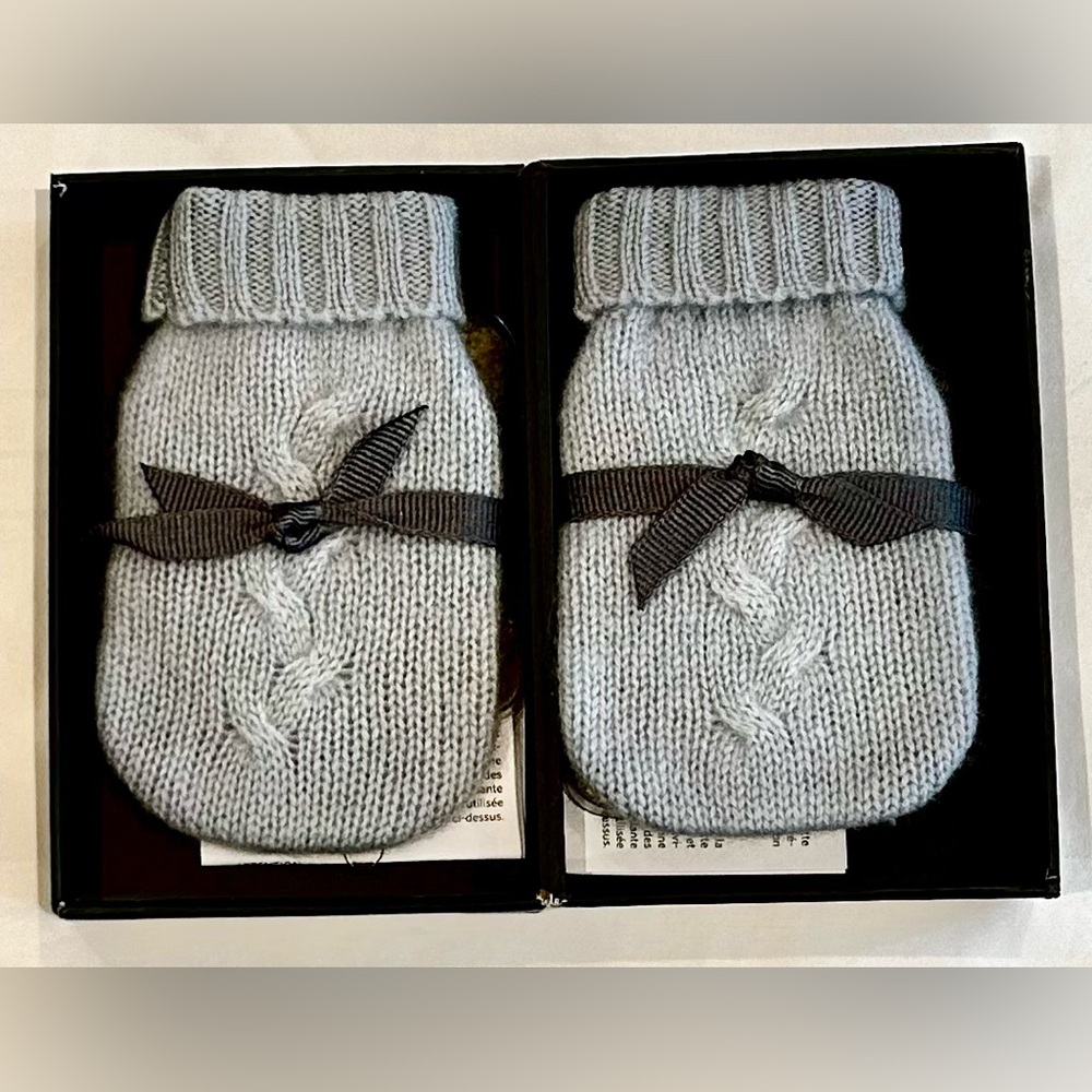 NIB Restoration Hardware Mini Cashmere Hand Warmers -Set of 2- Silver Sage